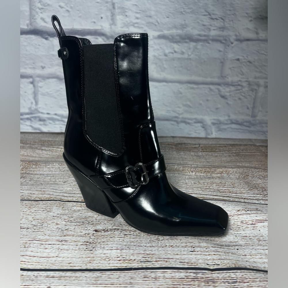 Sam Edelman Suzette Black Patent Ankle Boots | Size 6 (EU 36) | NWOB